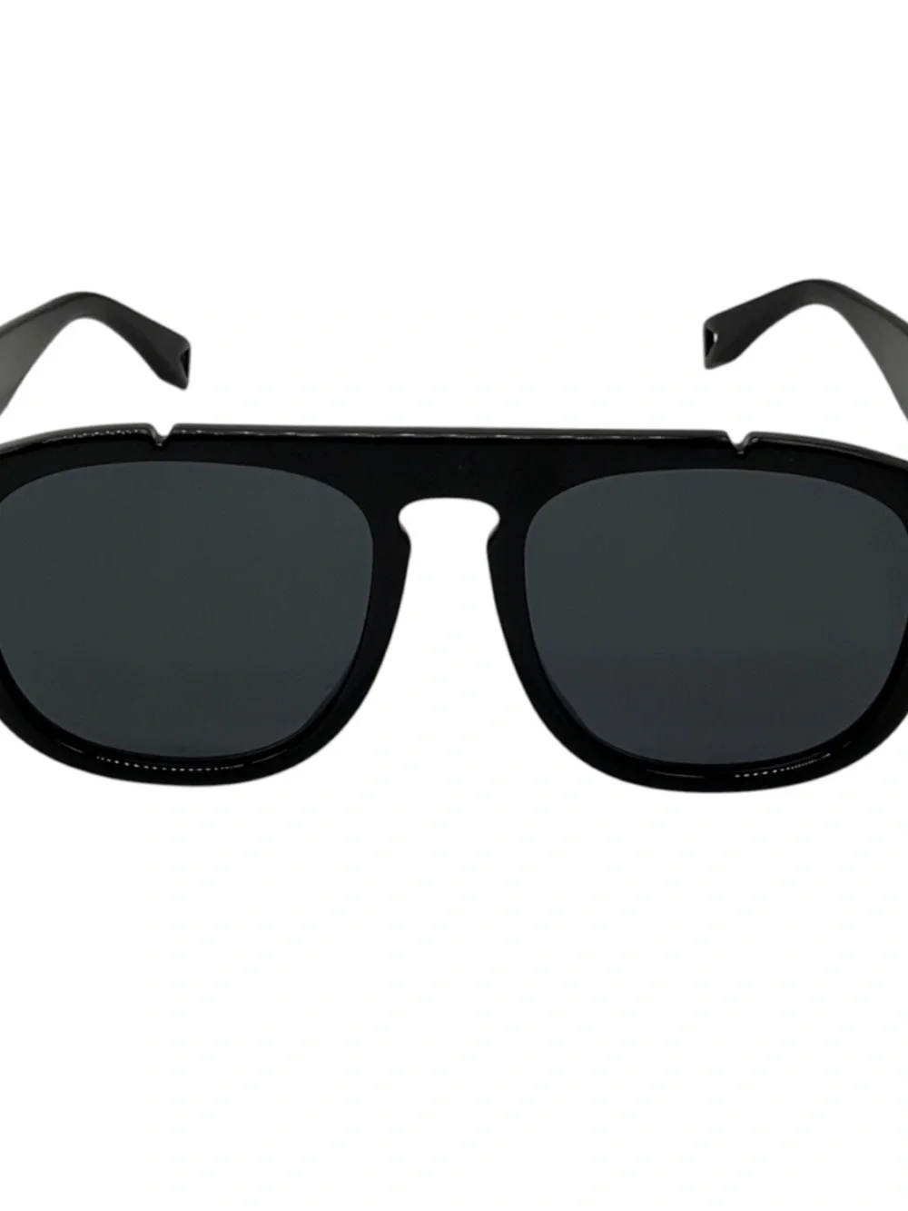 FENDI BLACK RECTANGLE ACETATE SUNGLASSES